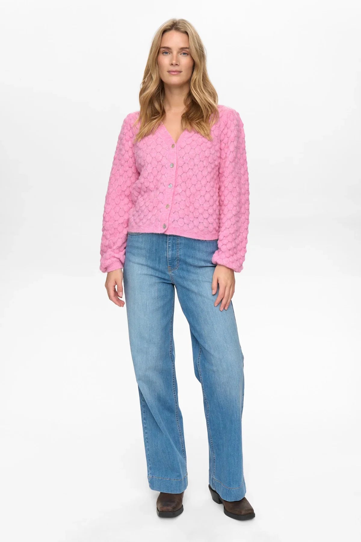 NURIETTE LEAF POINTELLE CARDIGAN - LIilac Sachet