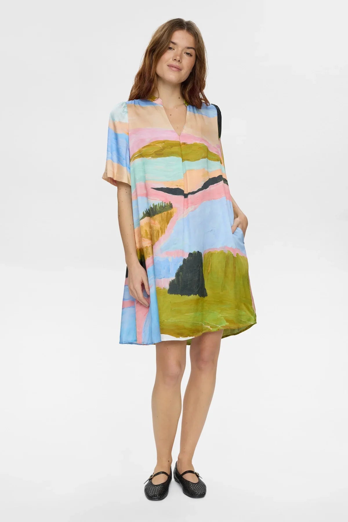 NUMEADOW V-NECK DRESS - Peony