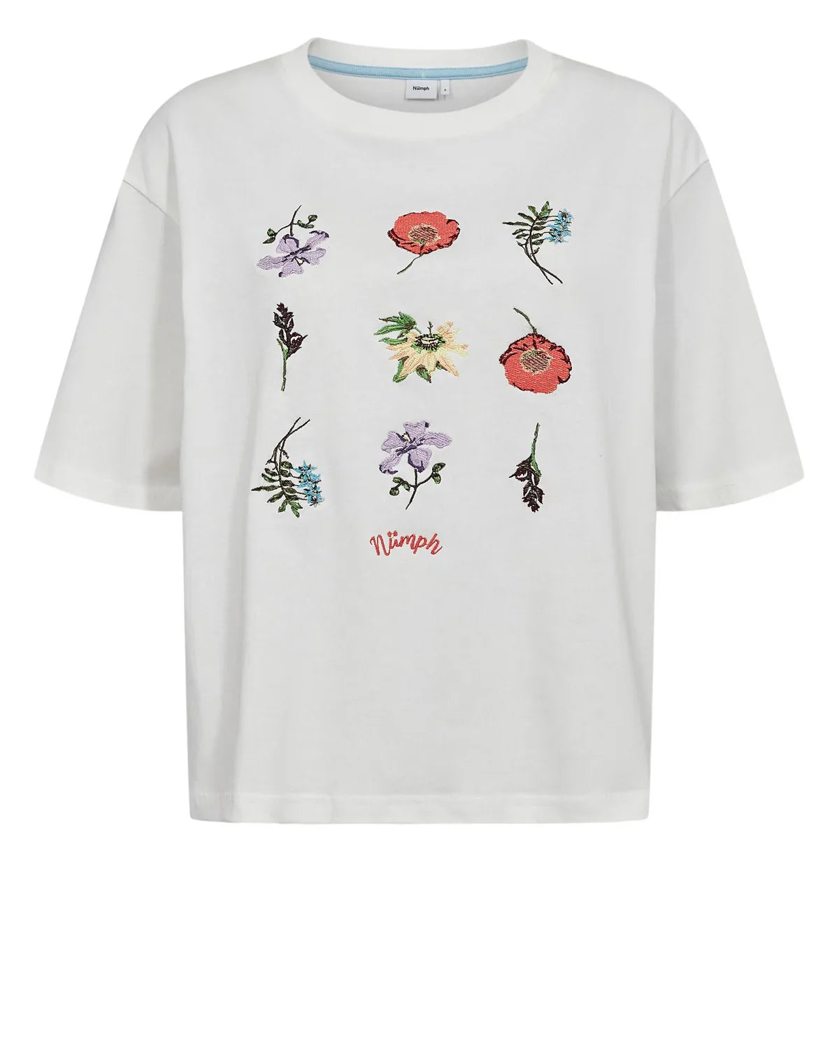 Nubelisa Boxy Tee - Cloud Dancer Floral Embroidery