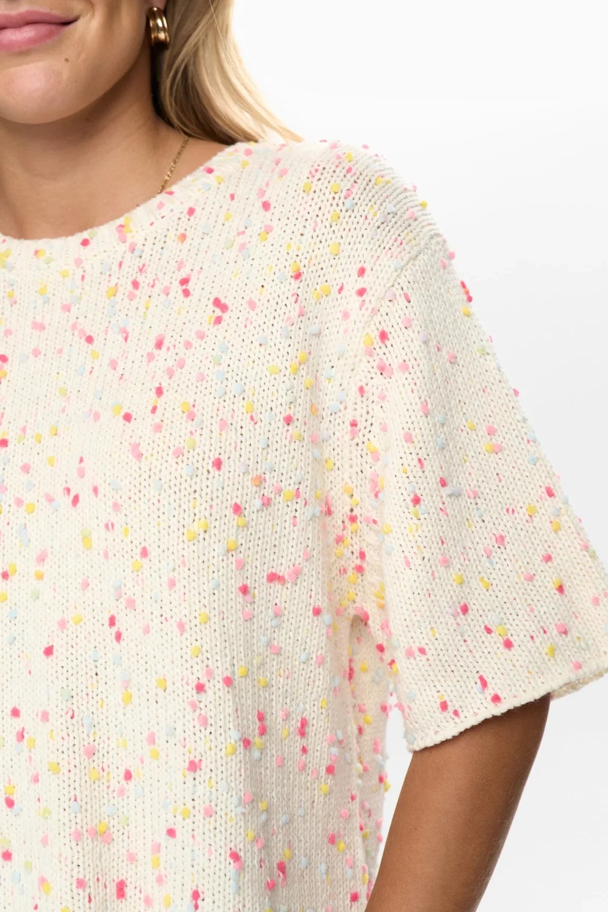 NUNEPSA SS PULLOVER - Pristine Pink Bobbles