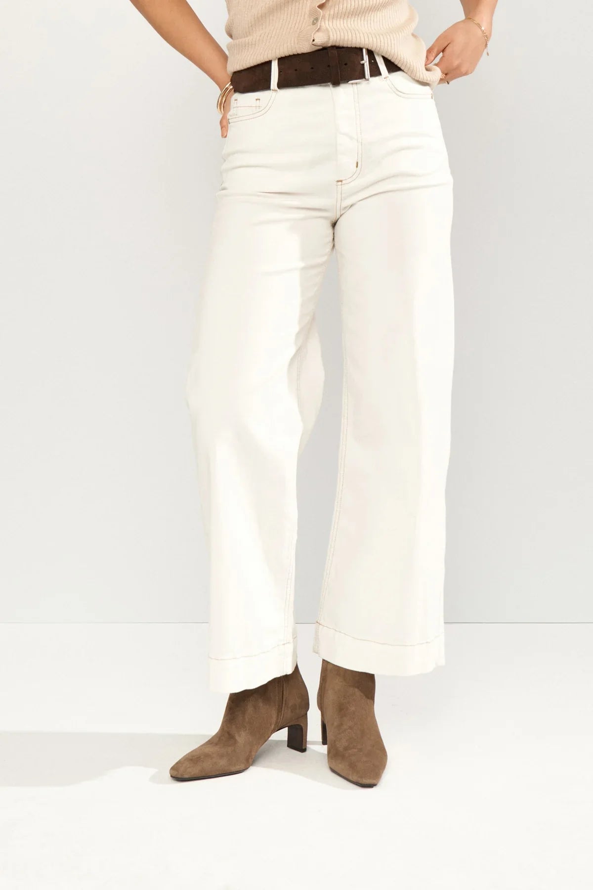 Nuparisan Cropped Twill Pants - Cloud Dancer
