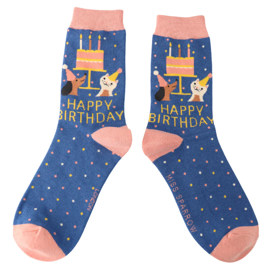 Birthday Pets Socks Denim