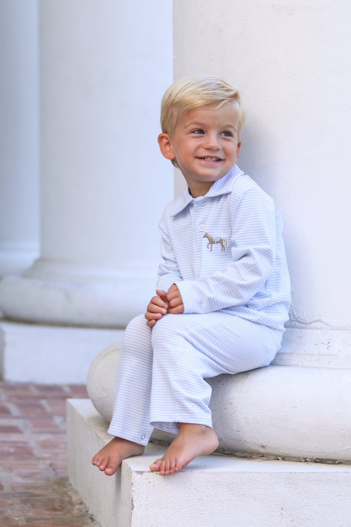 Horse Embroidery Polo Romper by Trotter Street Kids