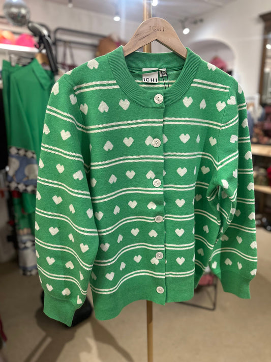 Ihbrielle Cardigan - Kelly Green Heart