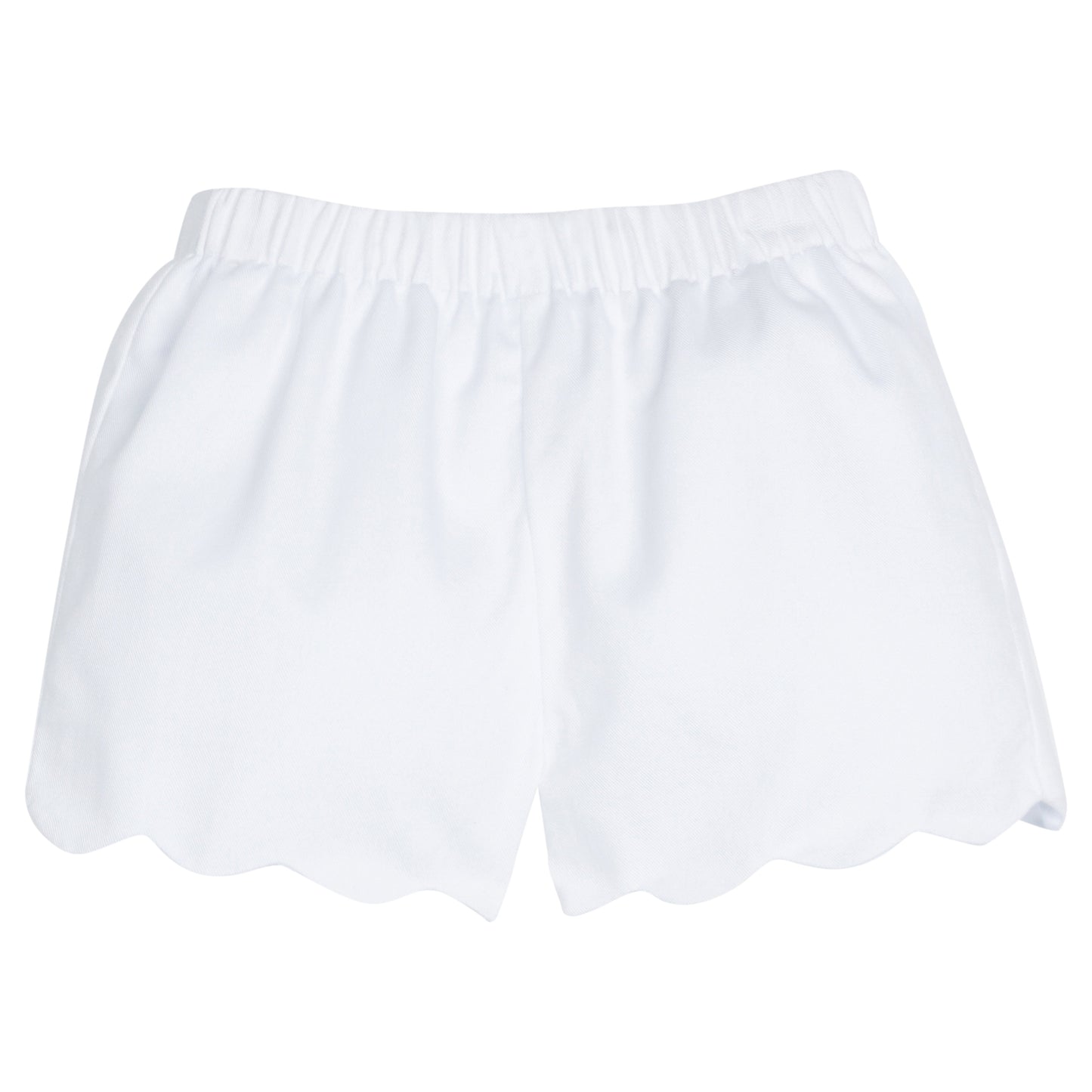White Twill Scallop Shorts by Little English
