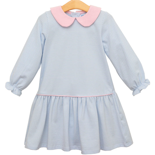 Light Blue Stripe Katherine Dress by Trotter Street Kids