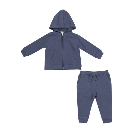 Footballs Inky Blue French Terry - Hoodie & Jogger set by Angel Dear