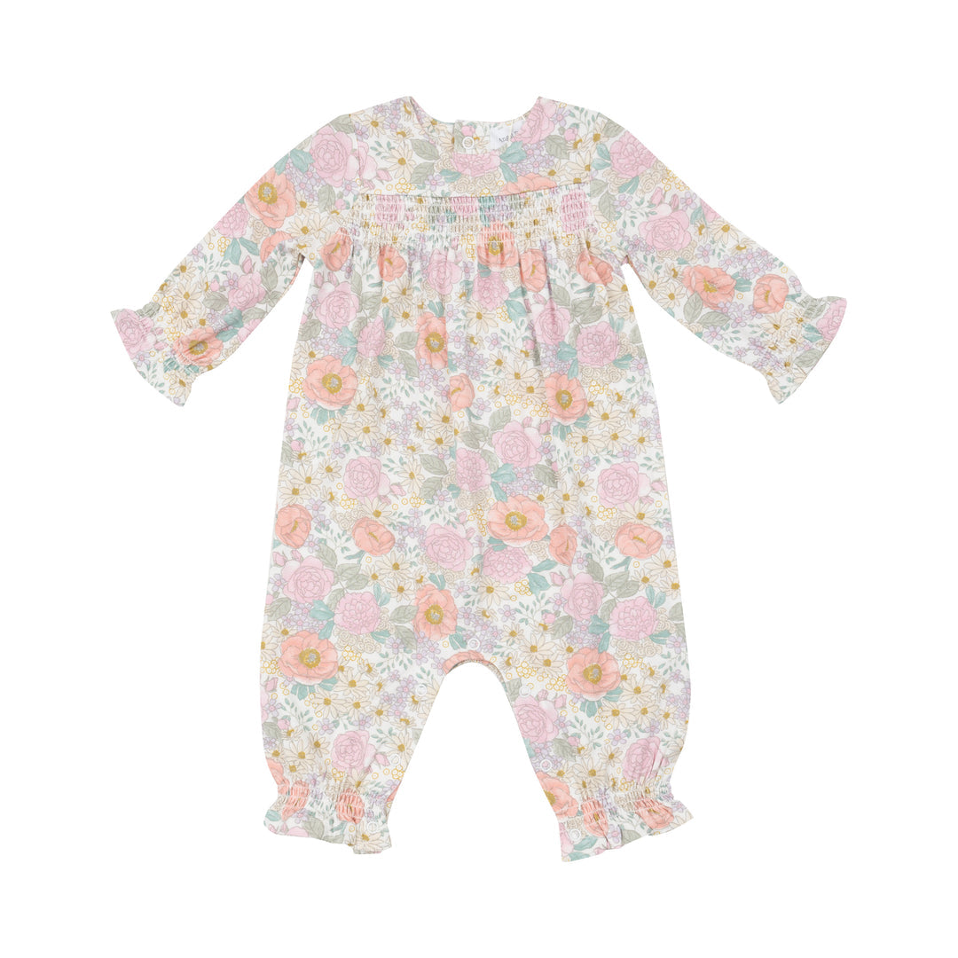 Peonies and Roses Smocked Romper by Angel Dear