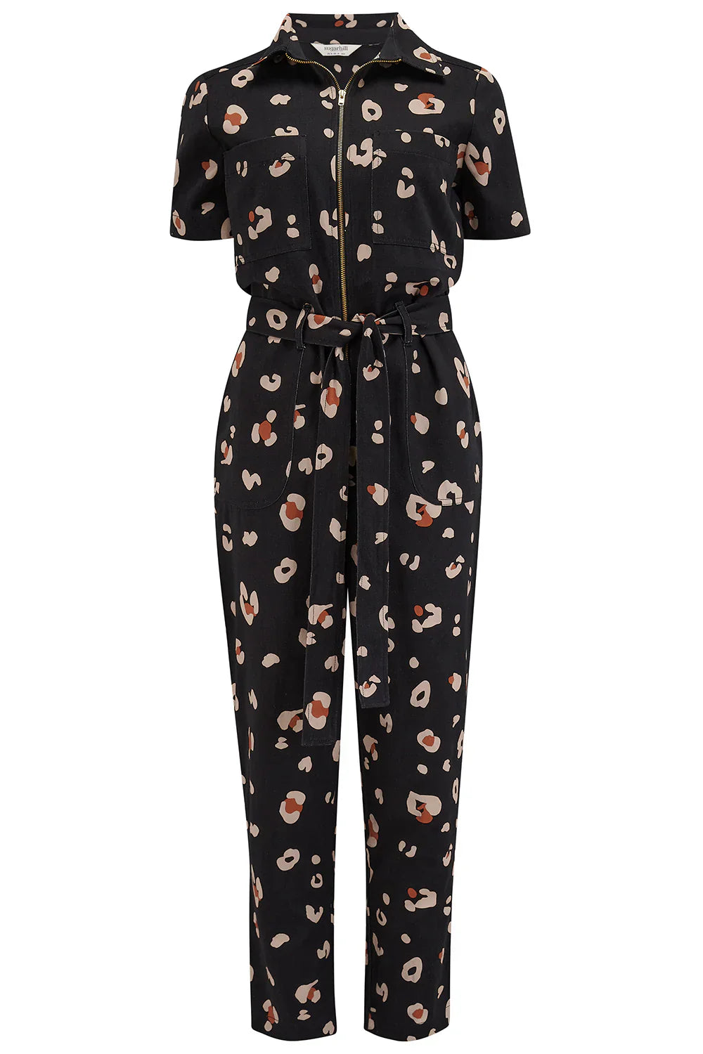 Billy Boilersuit - Black & Tan, Leopard Print