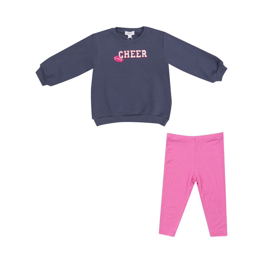 Footballs French Terry Puffy Oversized Sweatshirt & Pink Rib Legging by Angel Dear