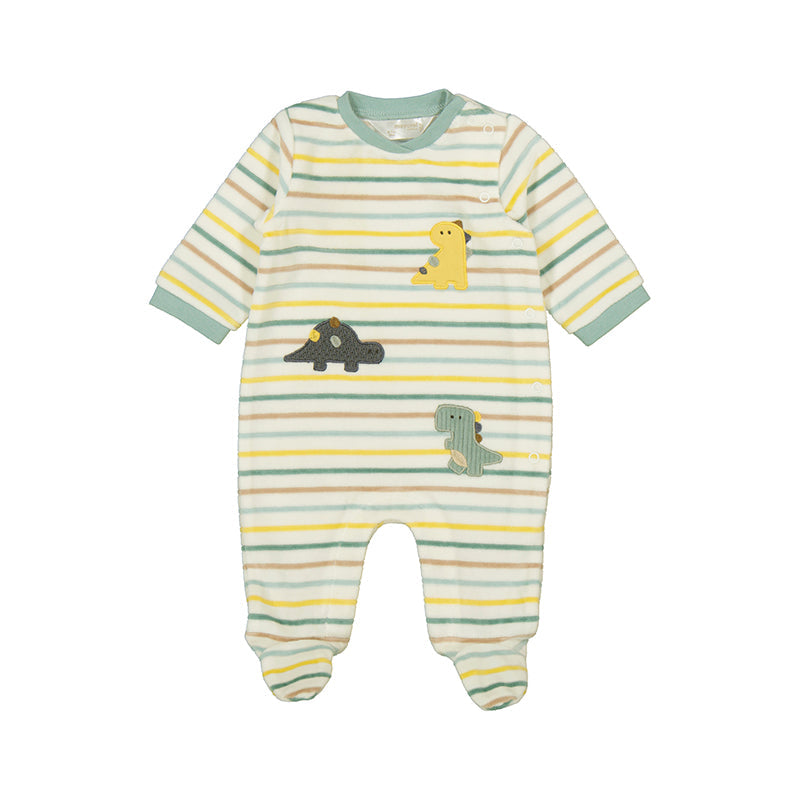 Dino Velour Striped Footie by Mayoral