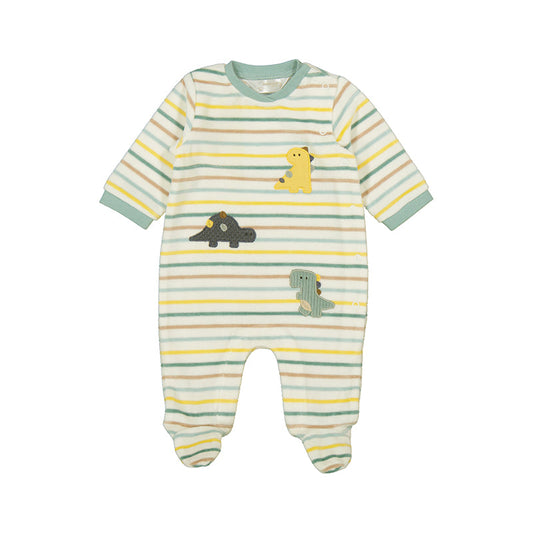 Dino Velour Striped Footie by Mayoral