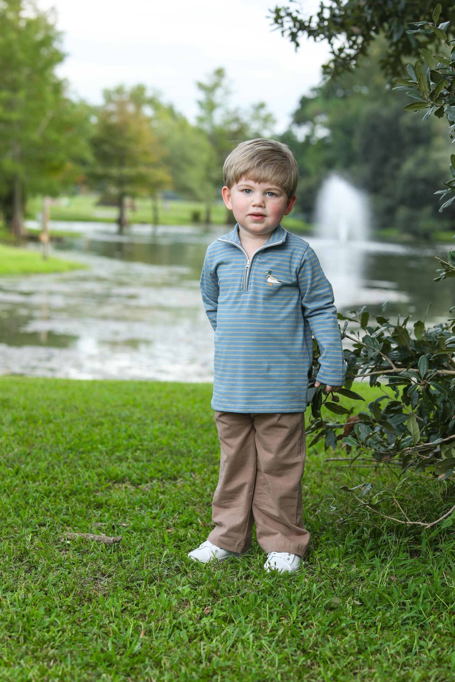 Mallard Embroidery 1/4 Zip Pullover by Trotter Street Kids