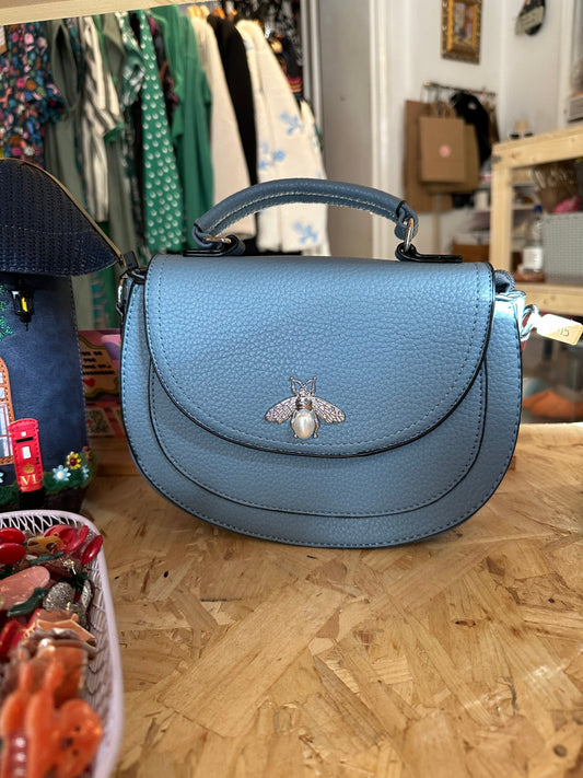 Bee Leather Satchel with Coin Purse