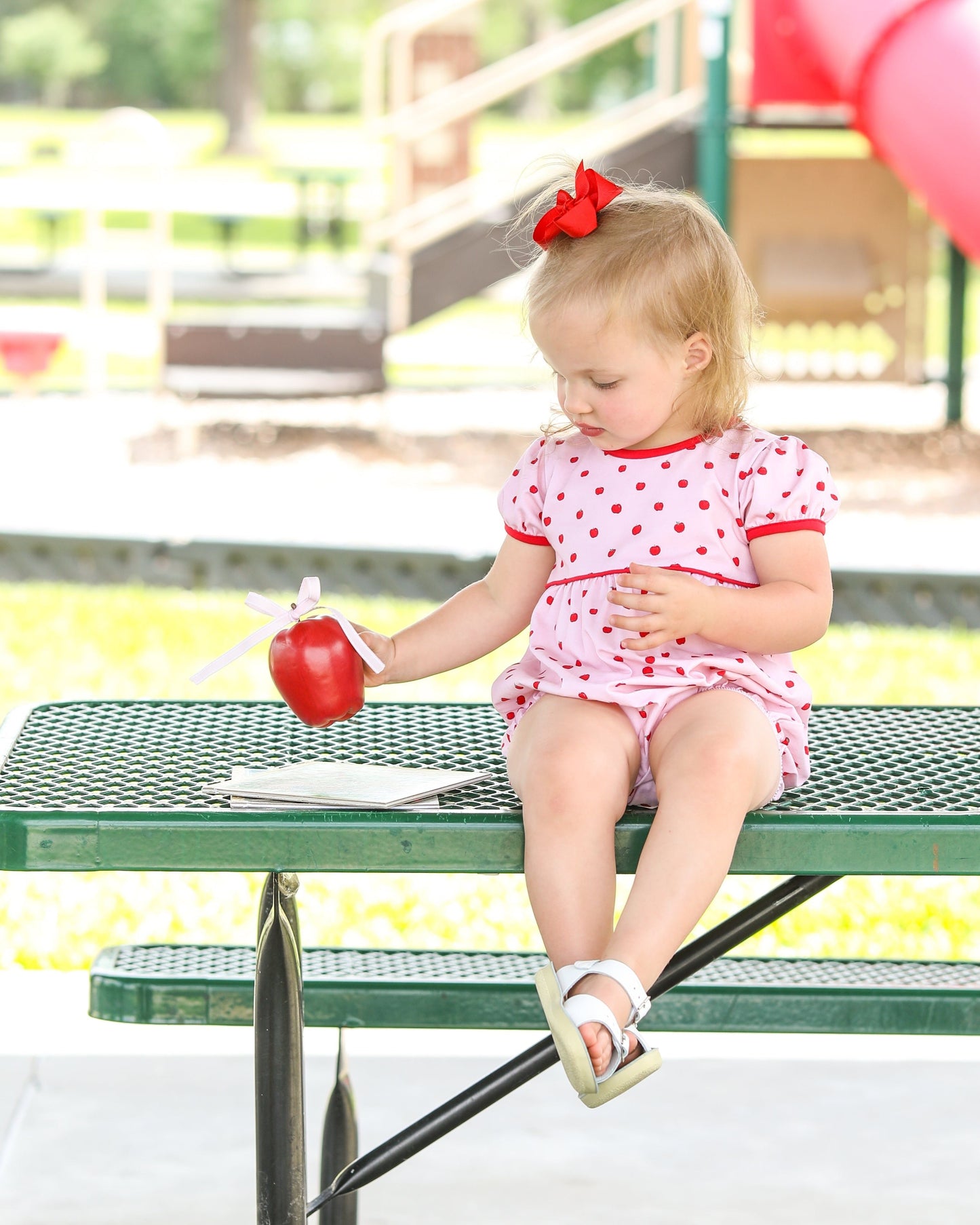 Apple Print Bubble Pink by Trotter Street Kids