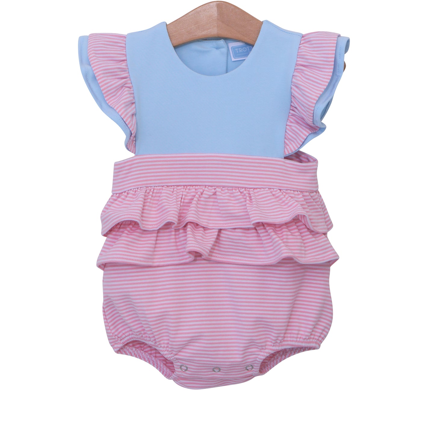 Rosie Bubble Light Blue Stripe/Pk Trim by Trotter Street Kids
