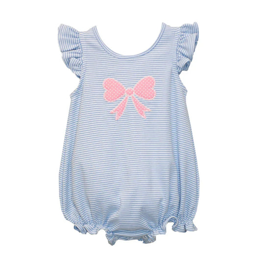 Pink Bow Bubble-Blue Stripe by Zuccini Kids