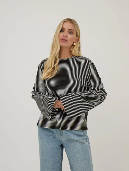 Celine Stripe Super Soft T-Shirt - Black & White