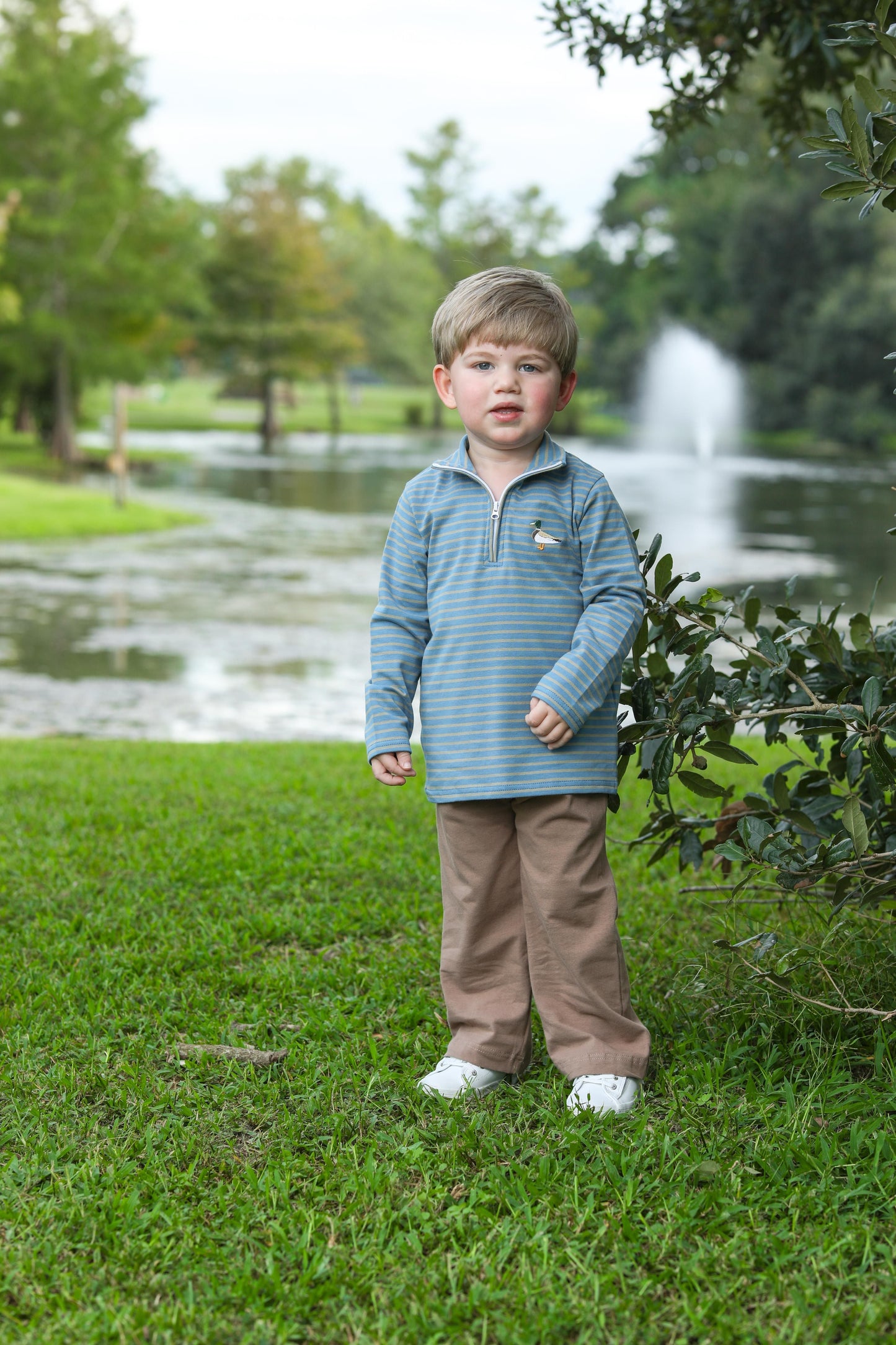 Mallard Embroidery 1/4 Zip Pullover by Trotter Street Kids