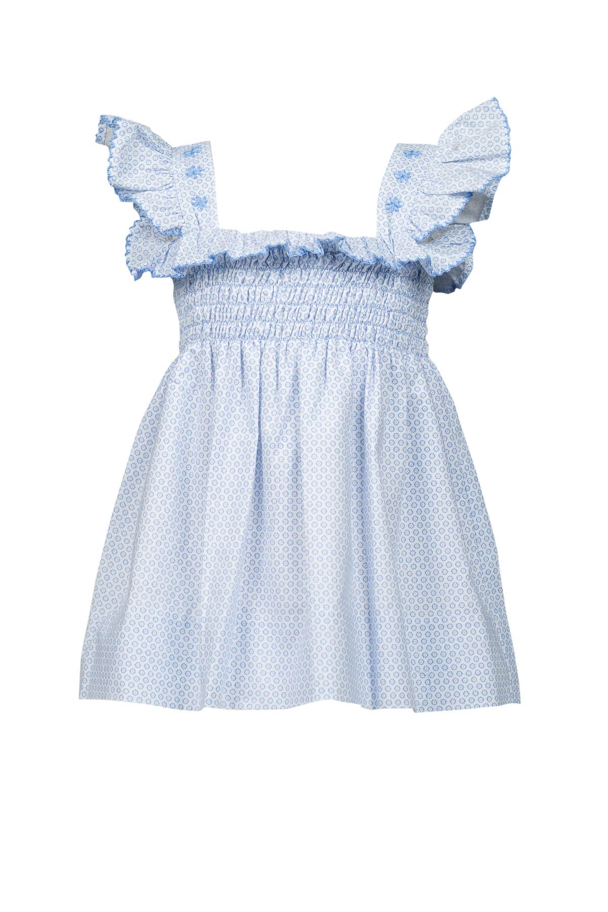 Rosemary Dress Blue and White Floral by the Proper Peony
