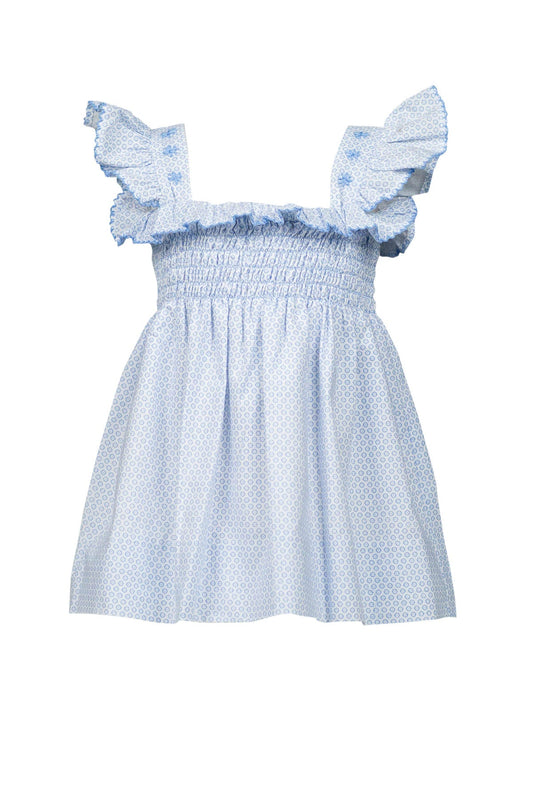 Rosemary Dress Blue and White Floral by the Proper Peony