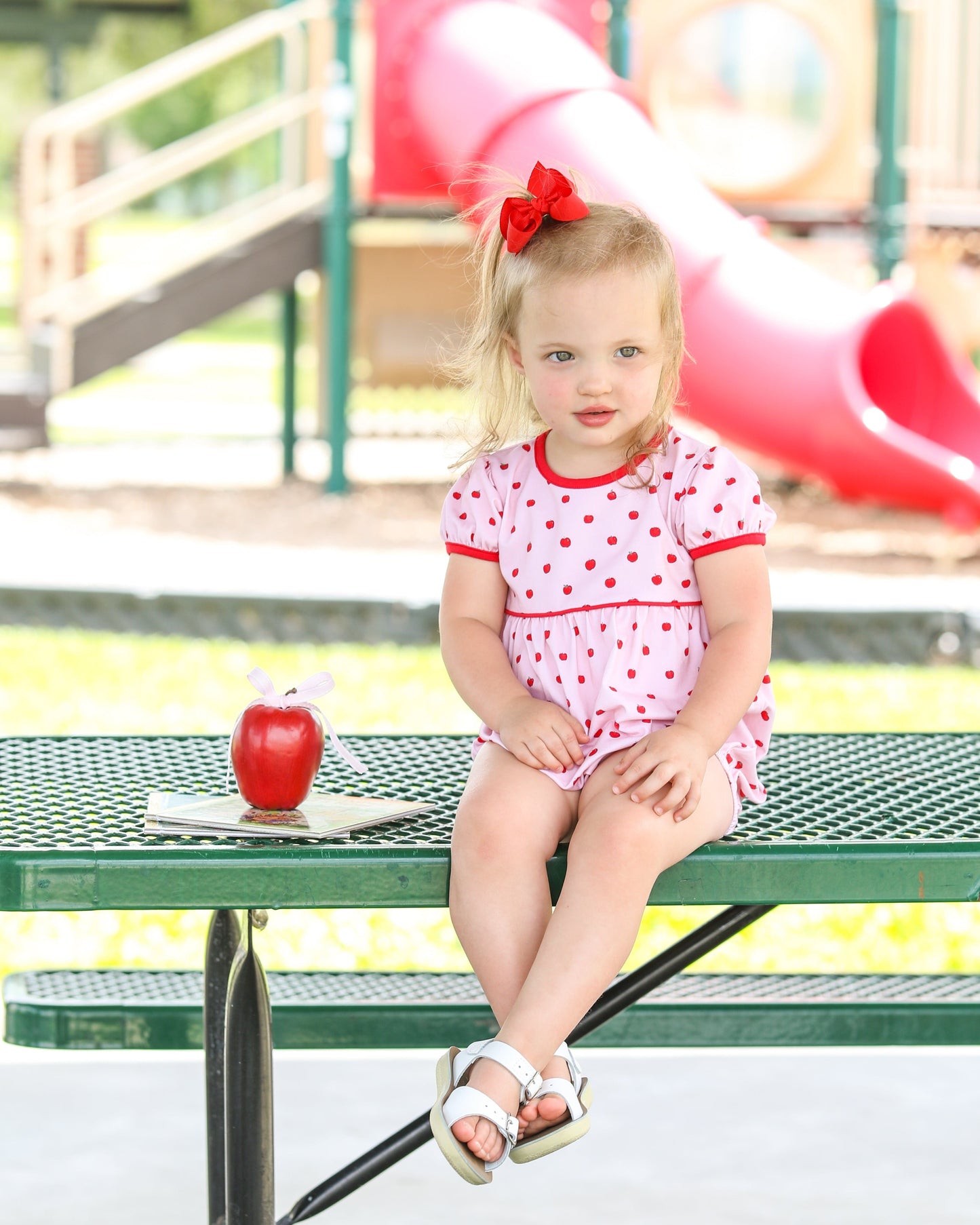 Apple Print Bubble Pink by Trotter Street Kids