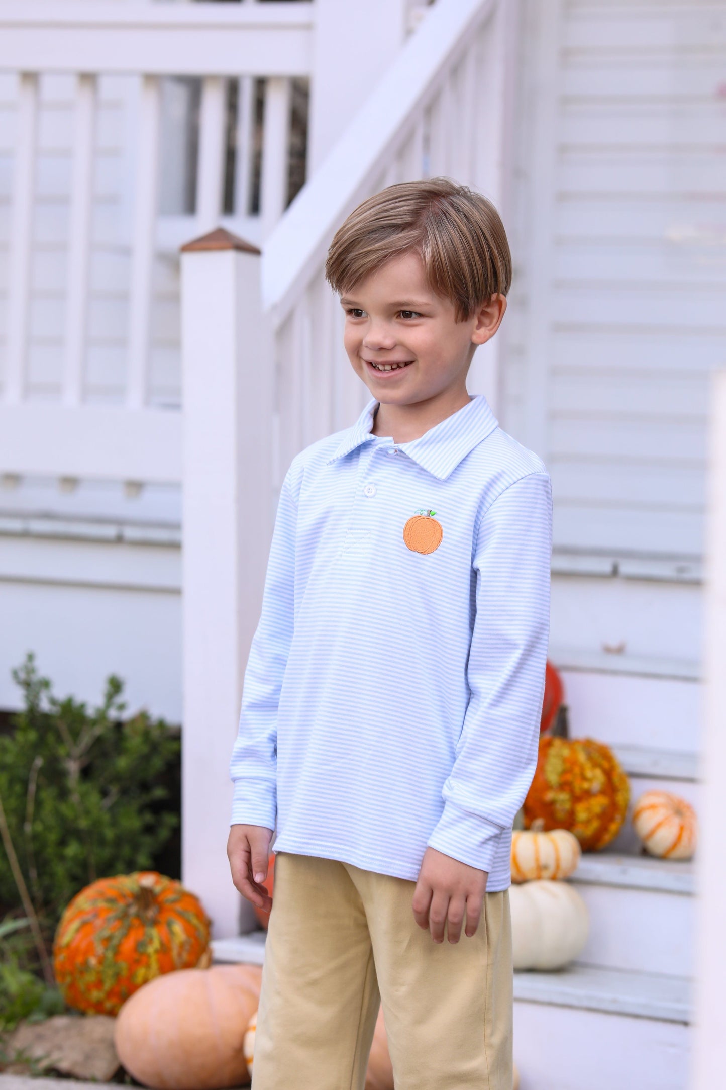 Long Sleeve Pumpkin Patch Polo by Trotter Street Kids