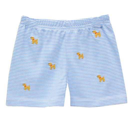 Labrador Leo Shorts-Periwinkle Bitty stripe by Zuccini Kids