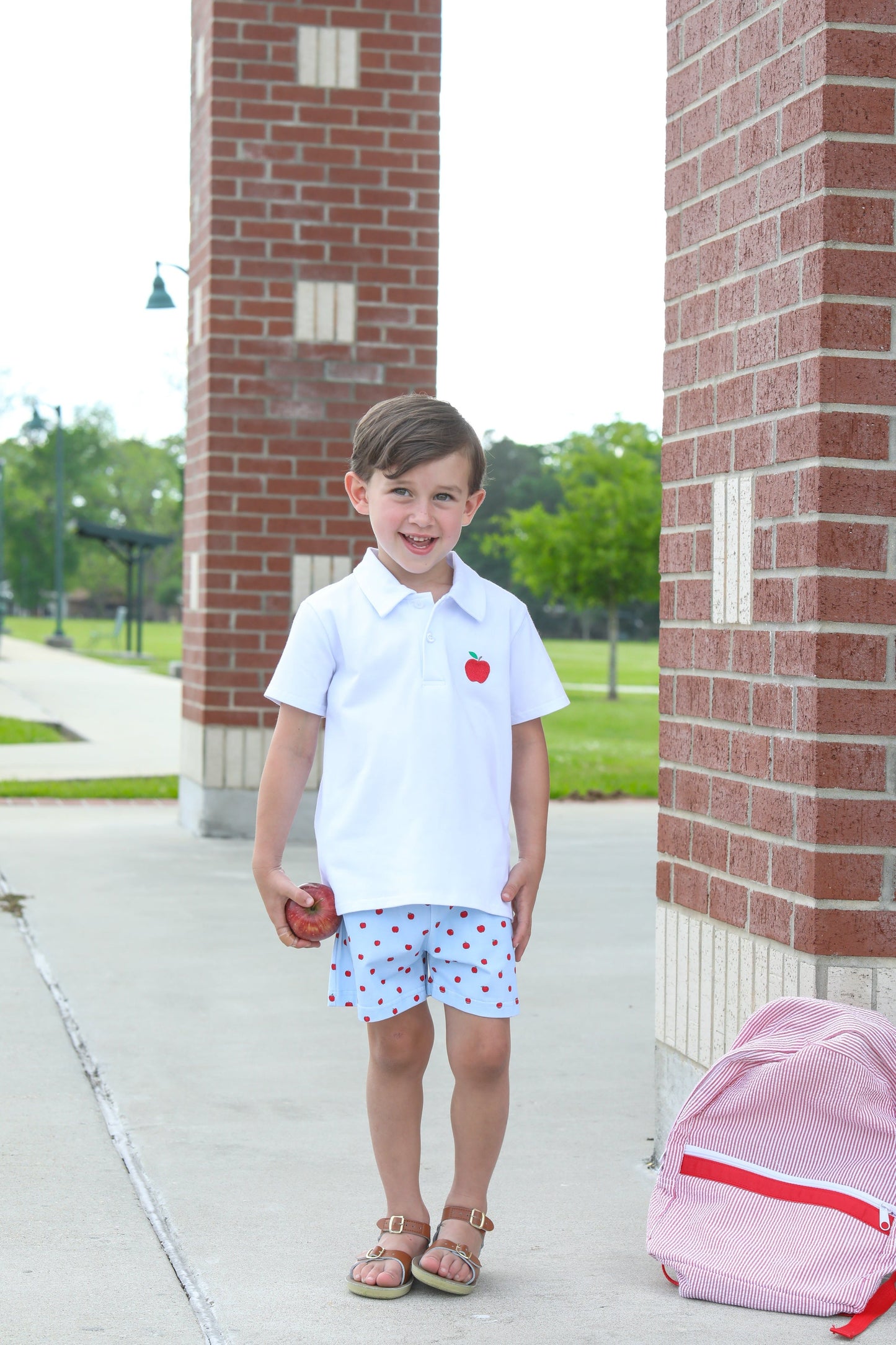 Apple Print Polo Short Set for Boys by Trotter Street Kids