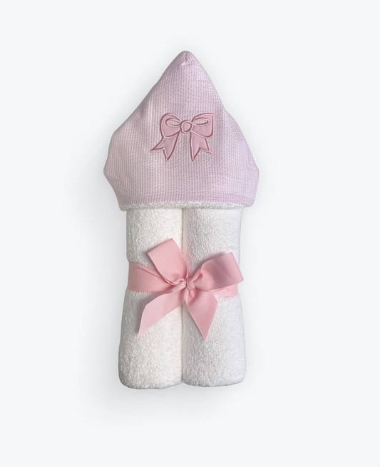 Seersucker Bow Full Size Hooded Towel