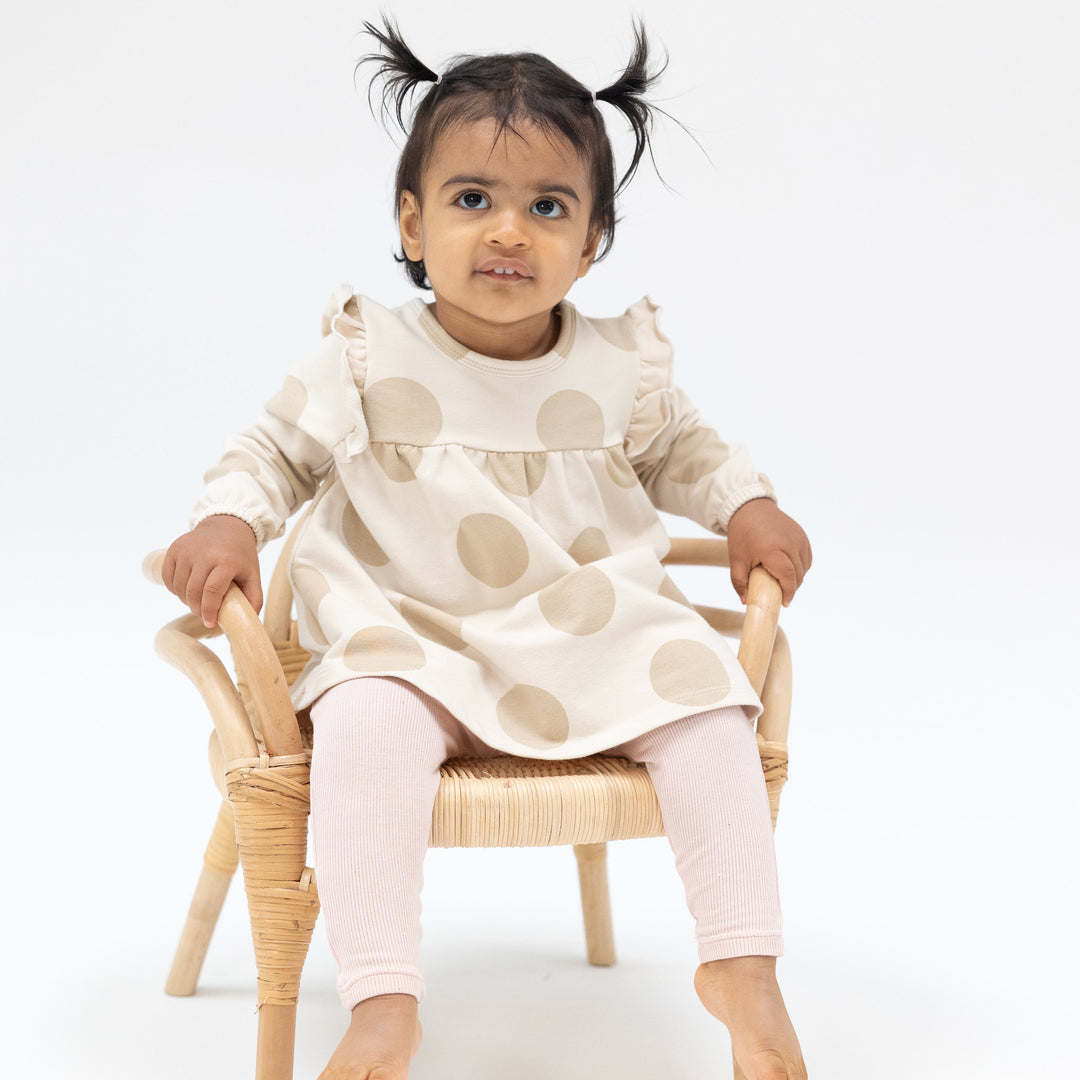 French Terry Beige Dot - Ruffle Top Tunic And Rib Legging by Angel Dear