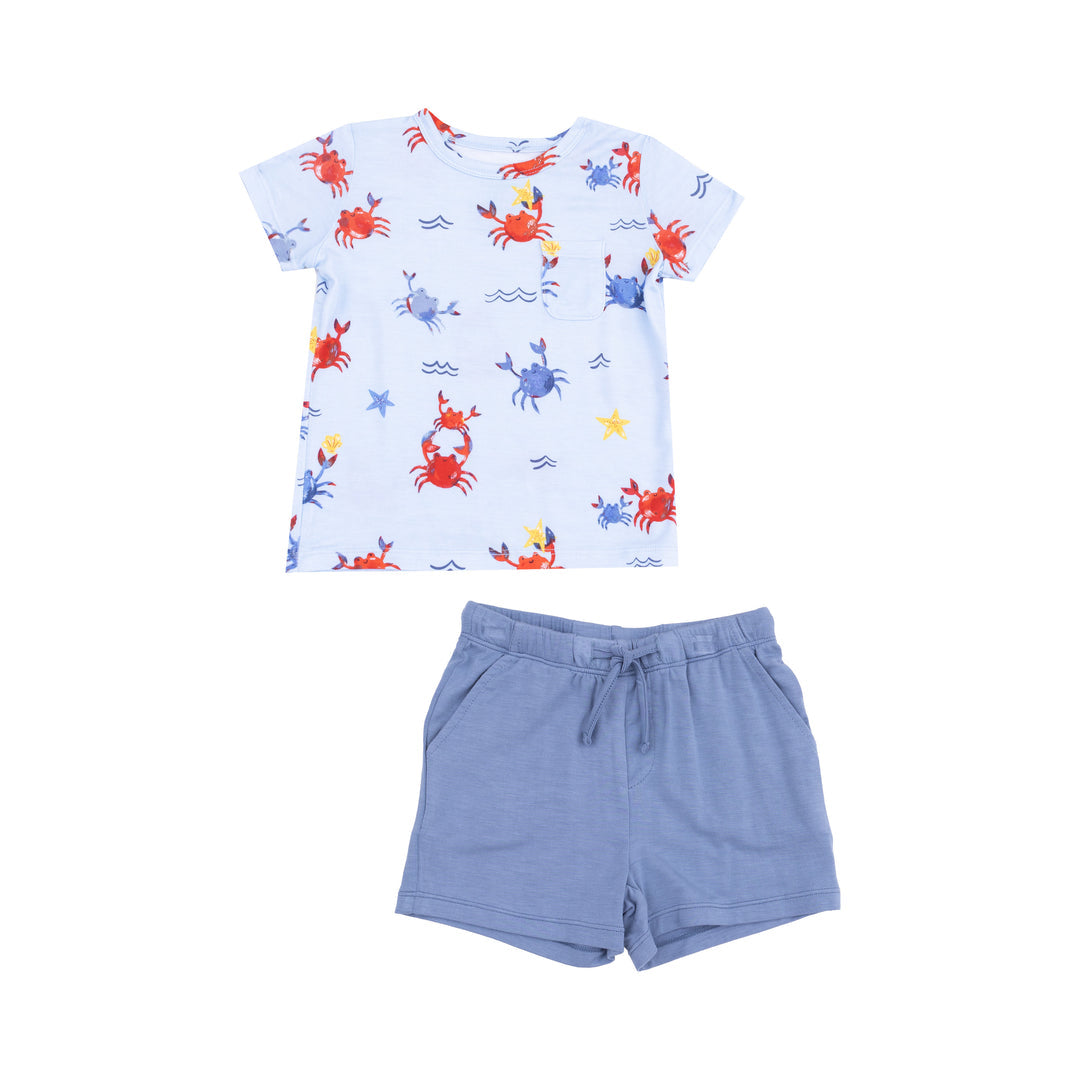 Crayon Crabs Crew Neck Tee And Shorts by Angel Dear