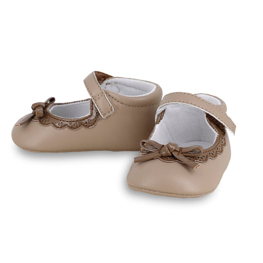 Bow Mary Jane Crib Shoes- Bark by Mayoral