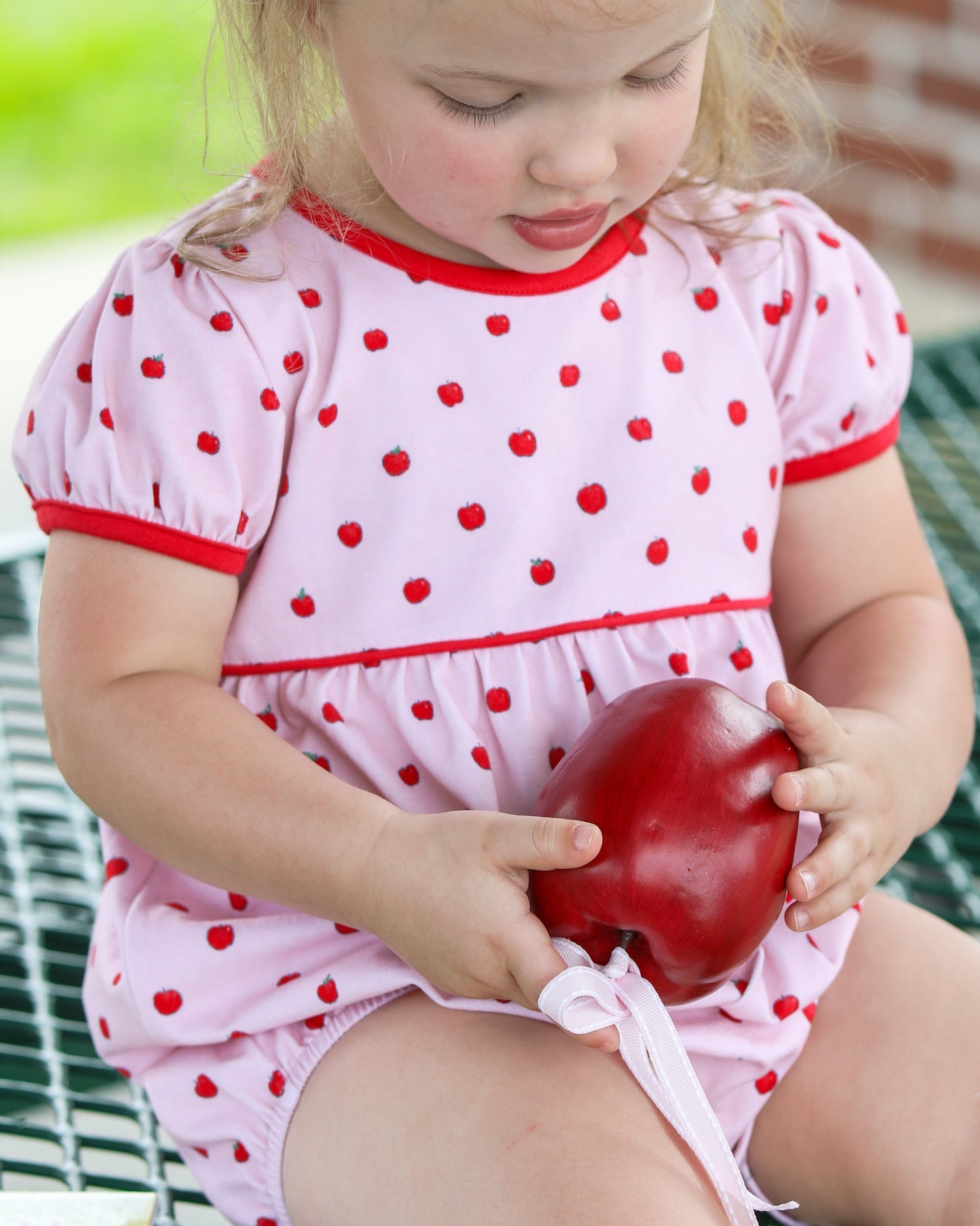 Apple Print Bubble Pink by Trotter Street Kids