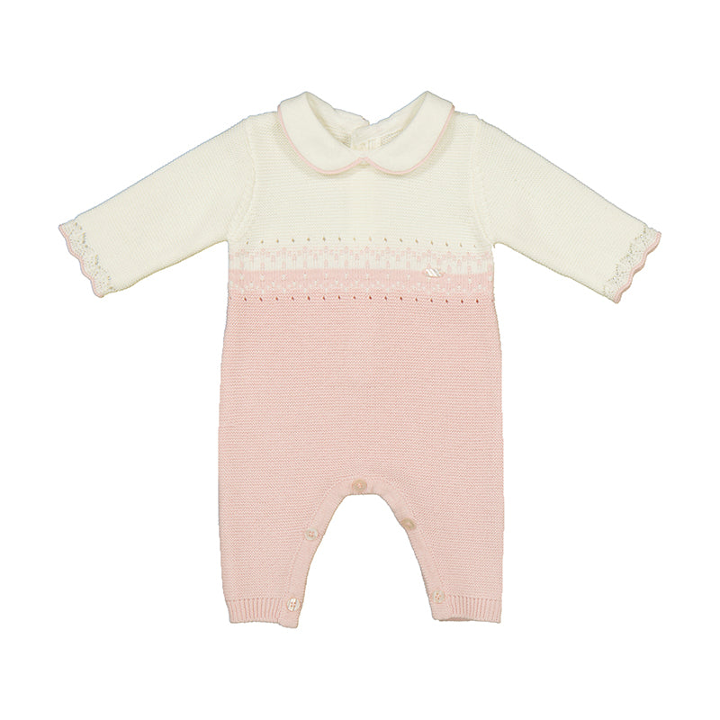 Pink/Cream Knit Romper by Mayoral