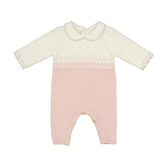 Pink/Cream Knit Romper by Mayoral