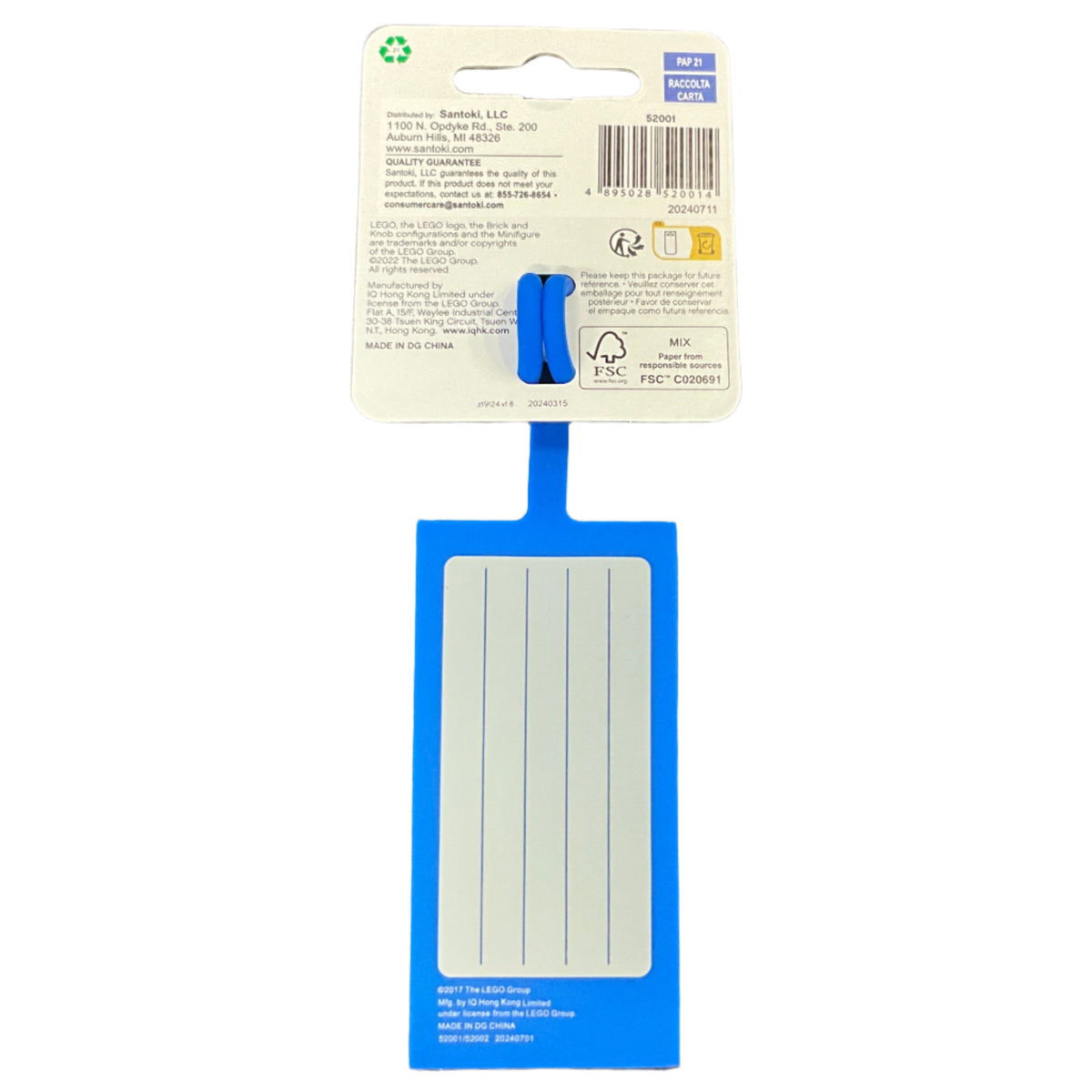 LEGO Silicone Bag Tag Blue 52001