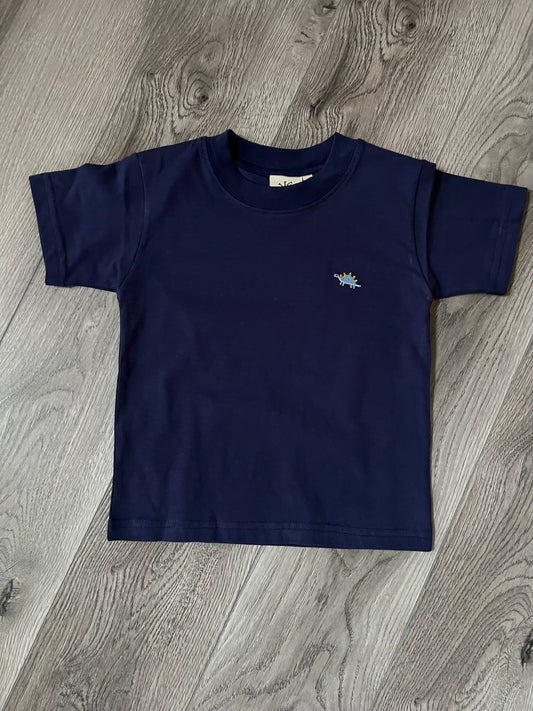 Navy Tee with Dinosaur Embroidery by Luigi Kids