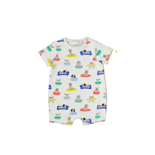 Printed Dog Paddle Short Romper by Mayoral