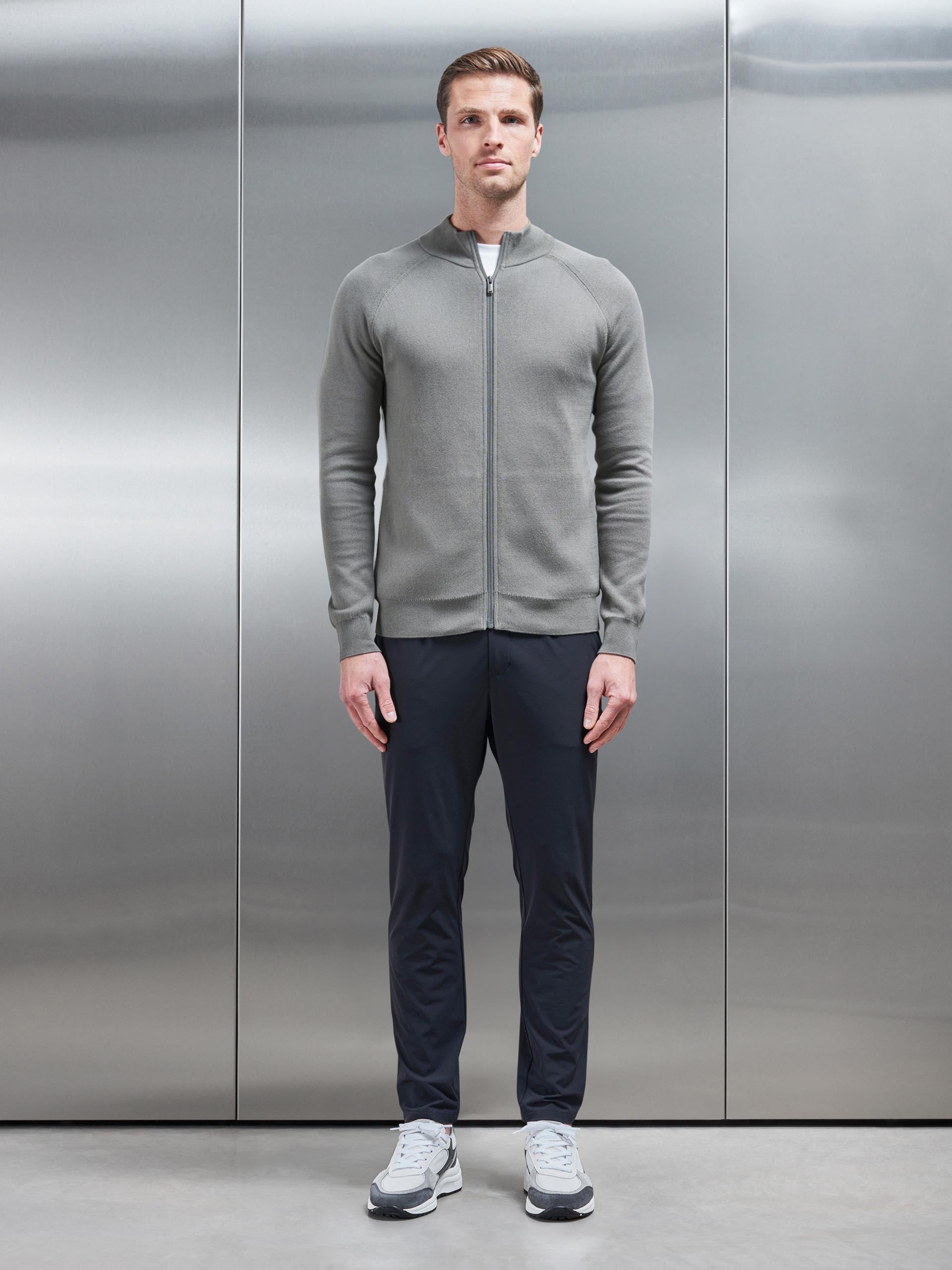 Active Knitted Zip Through Jacket in Sage