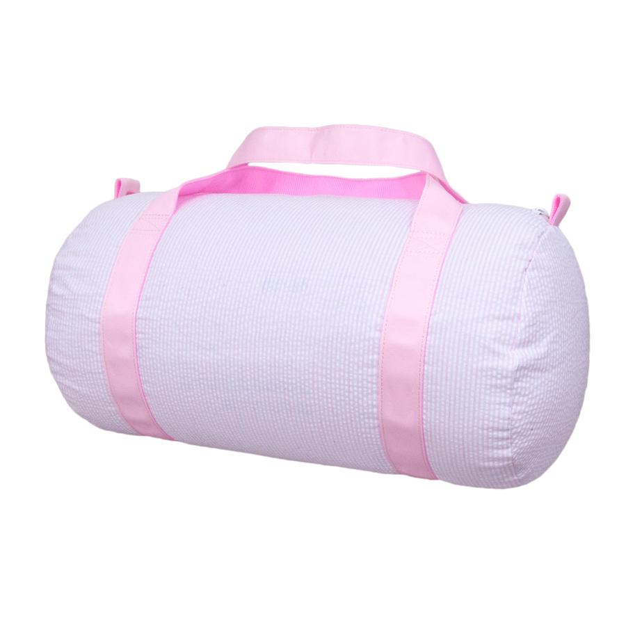 Baby Pink Seersucker Baby Duffel Bag (with optional monogram)