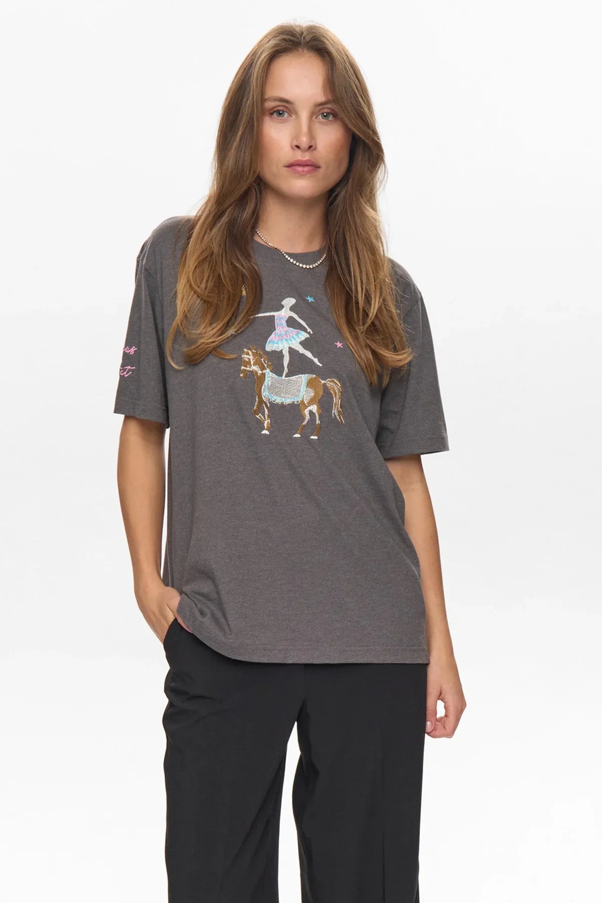 NUPRIMA OVERSIZE TEE - Medium Grey Circus
