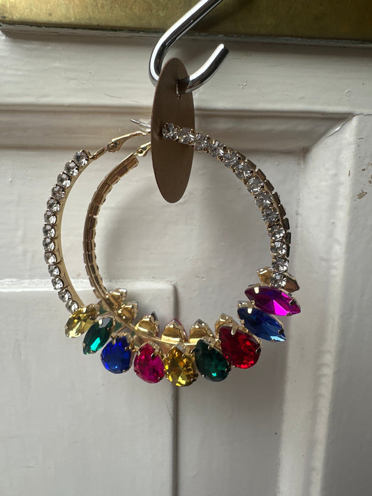 Multi Sparkle Hoop Drop Earrings