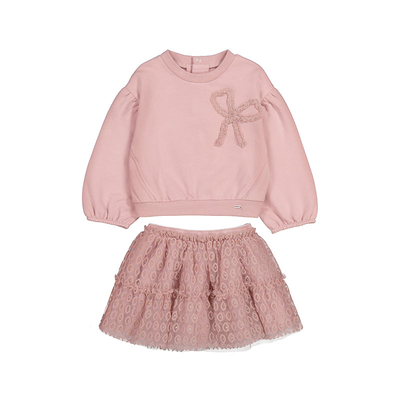 Pink Bow Top & Tulle Skirt Set by Mayoral