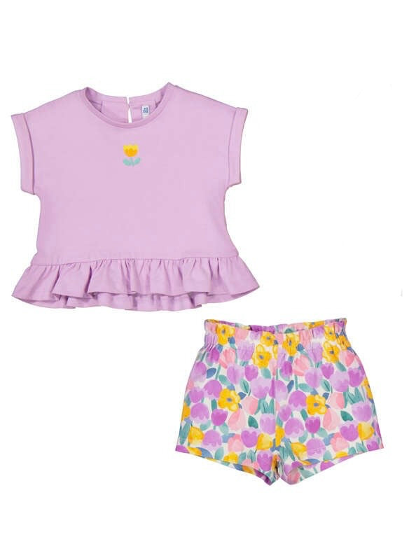 Lilac Floral Short Set by Mayoral