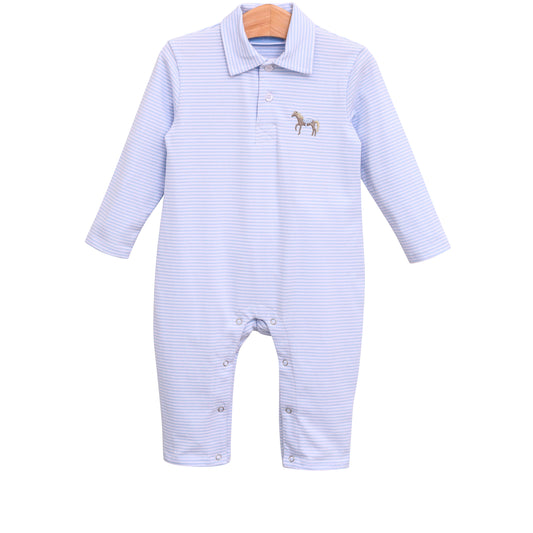 Horse Embroidery Polo Romper by Trotter Street Kids
