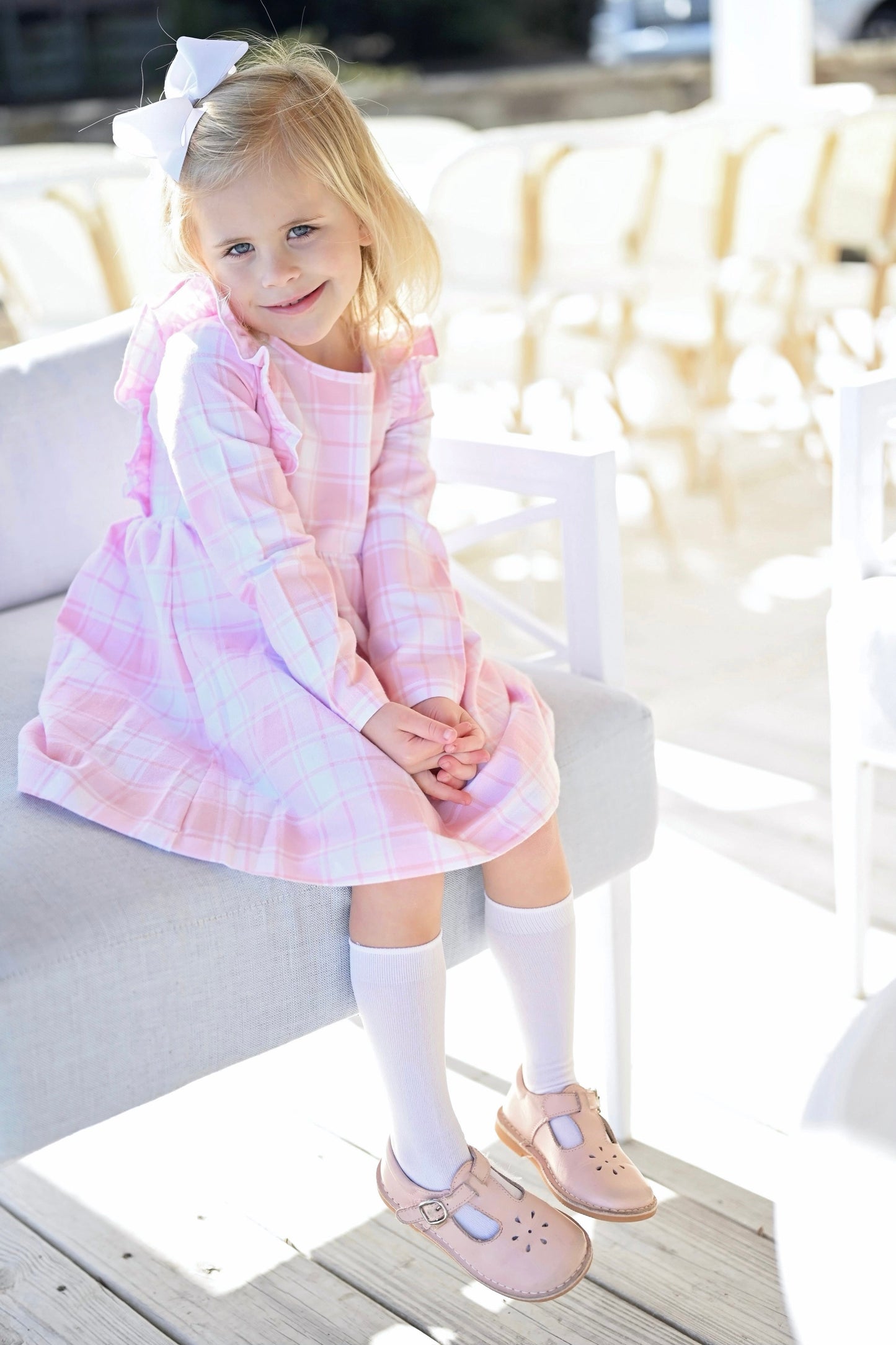 Pink Check Harper Dress by James and Lottie