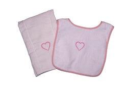 Terry Bib and Burp Set with Heart