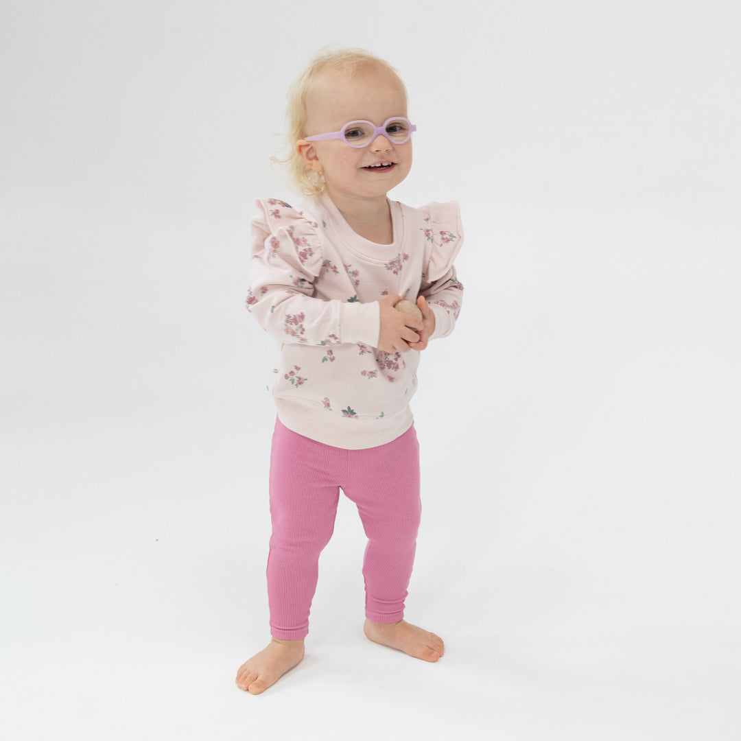 French Terry Woodsorrel - Ruffle Sweatshirt + Rib Flared Pant by Angel Dear