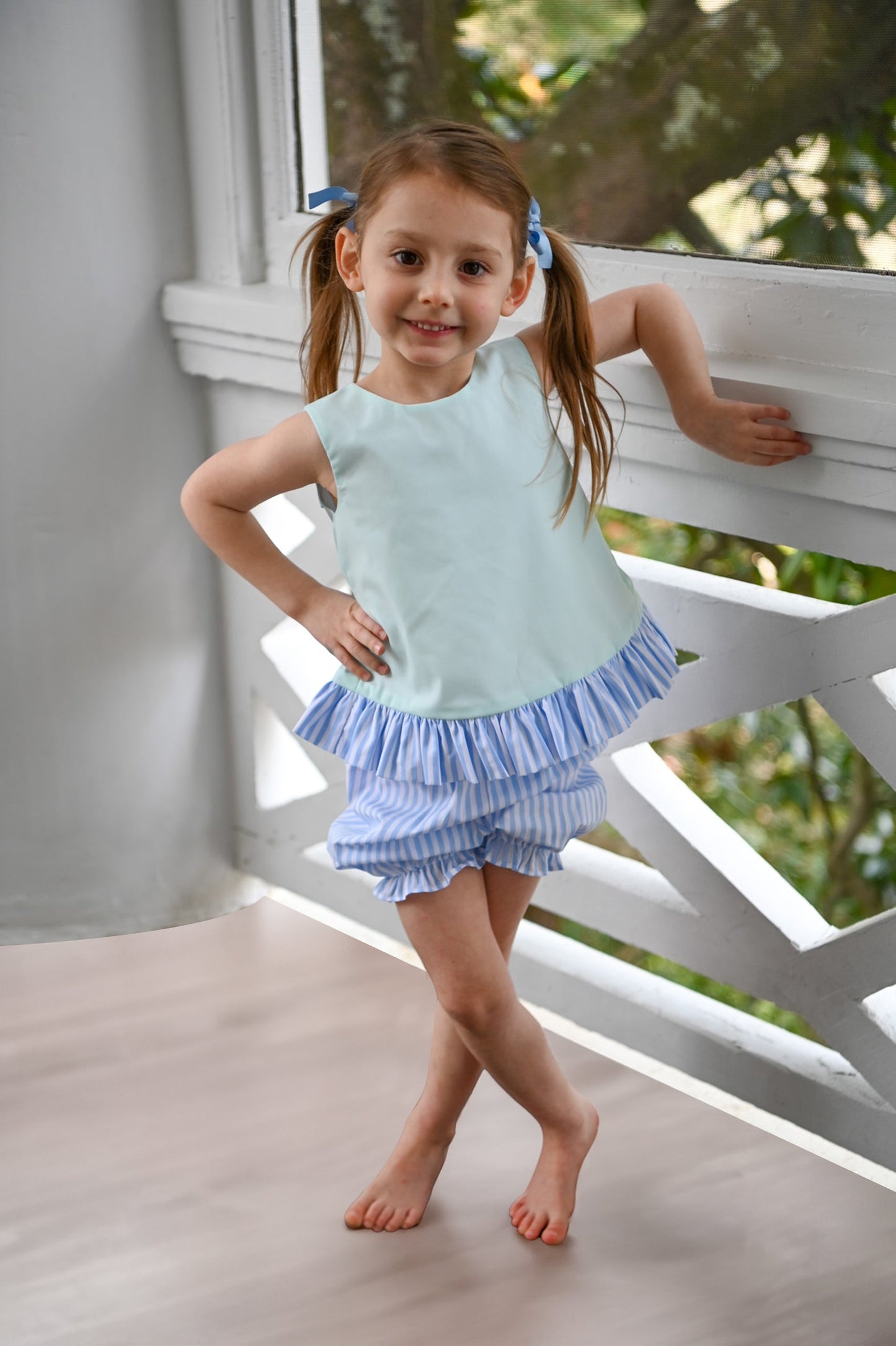 Sutton Swing Set, Madison Park Mint and Ballantyne Blue Stripe by Mint Magnolia
